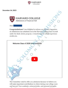 Harvard College Admission Letter 2024