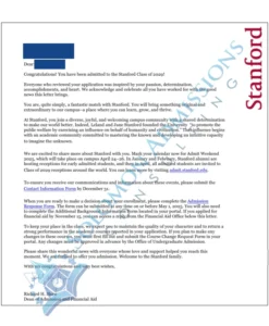 Stanford University - Admission Letter 2025